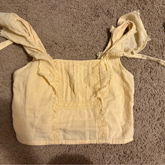 True Craft Tops - True Craft Yellow Lace Tank Top